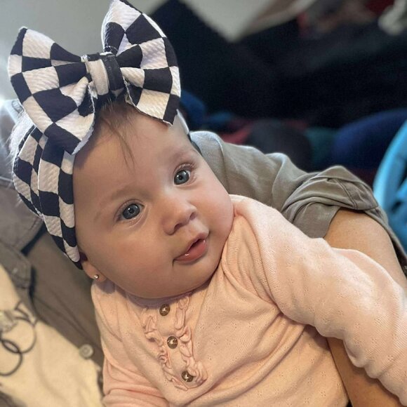 Handmade Checkerboard Baby Girl Headband 3-6 Months - Picture 1 of 3